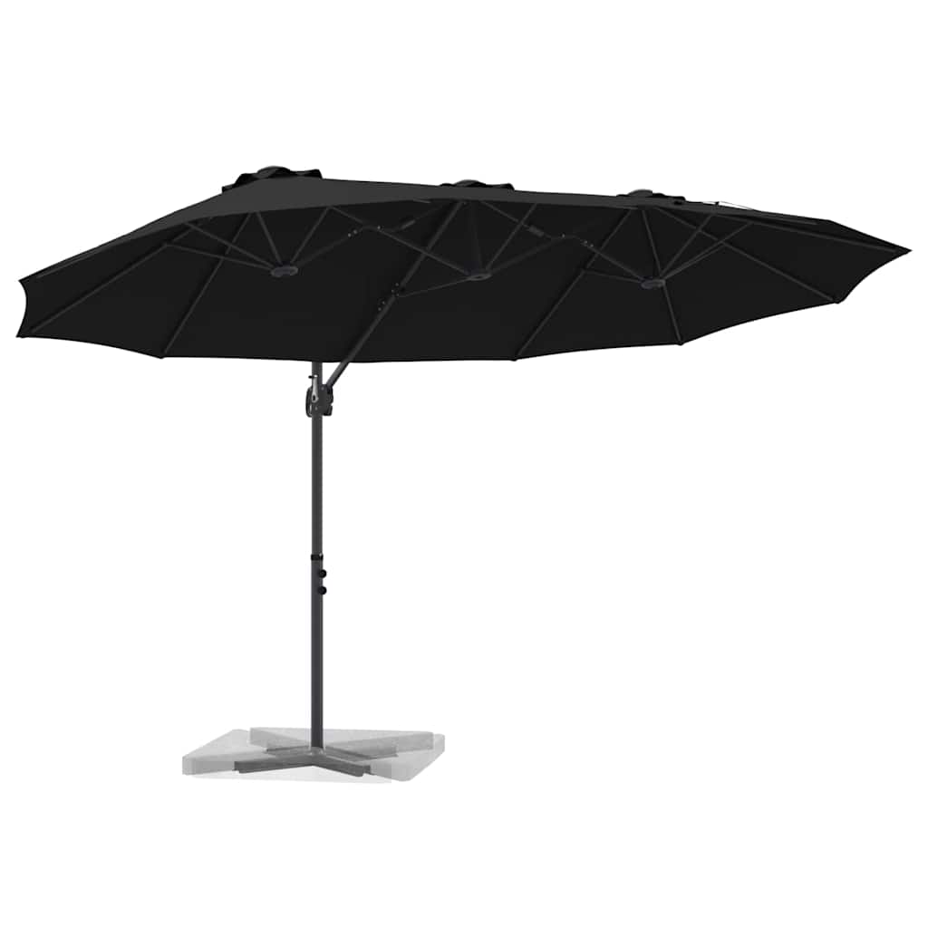 Ombrellone Nero 372 x 198 x 243 cm Poliestere e Alluminio