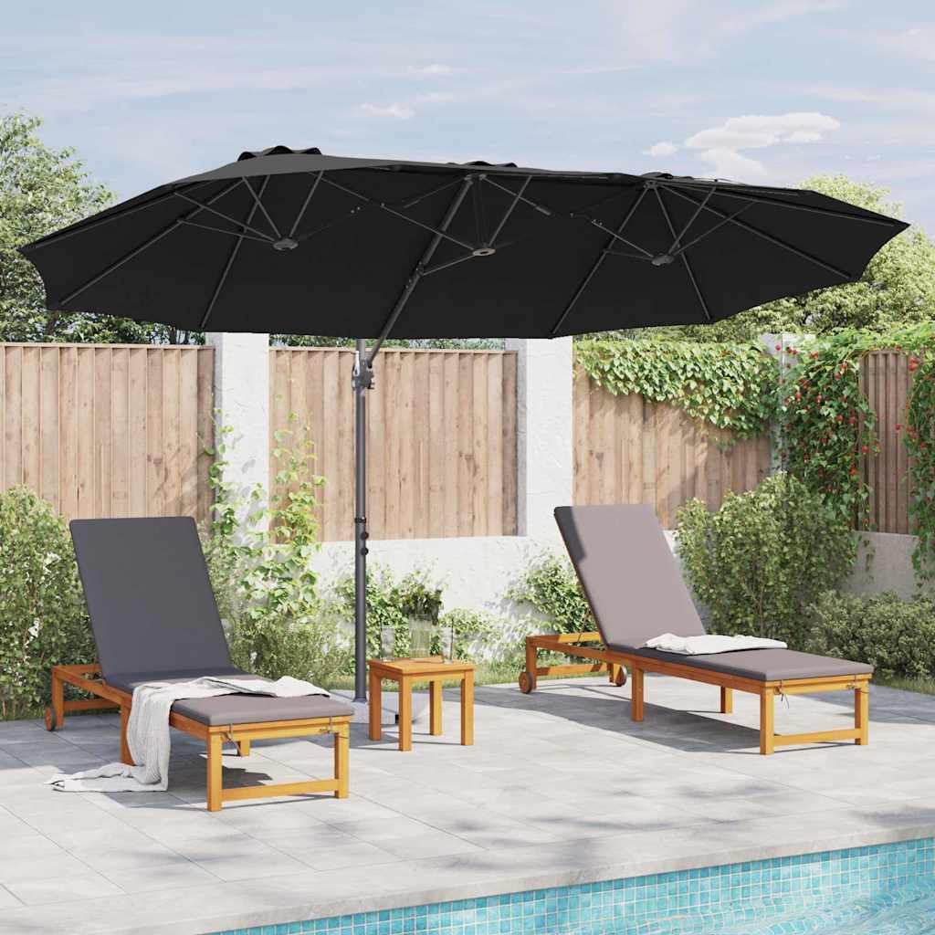 Ombrellone Nero 372 x 198 x 243 cm Poliestere e Alluminio