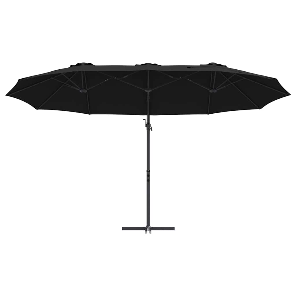 Ombrellone Nero 372 x 198 x 243 cm Poliestere e Alluminio