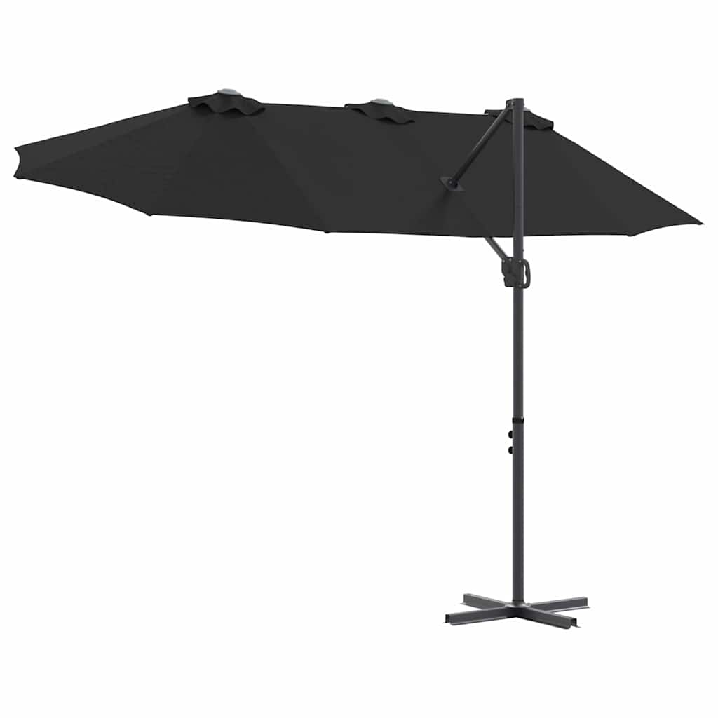 Ombrellone Nero 372 x 198 x 243 cm Poliestere e Alluminio