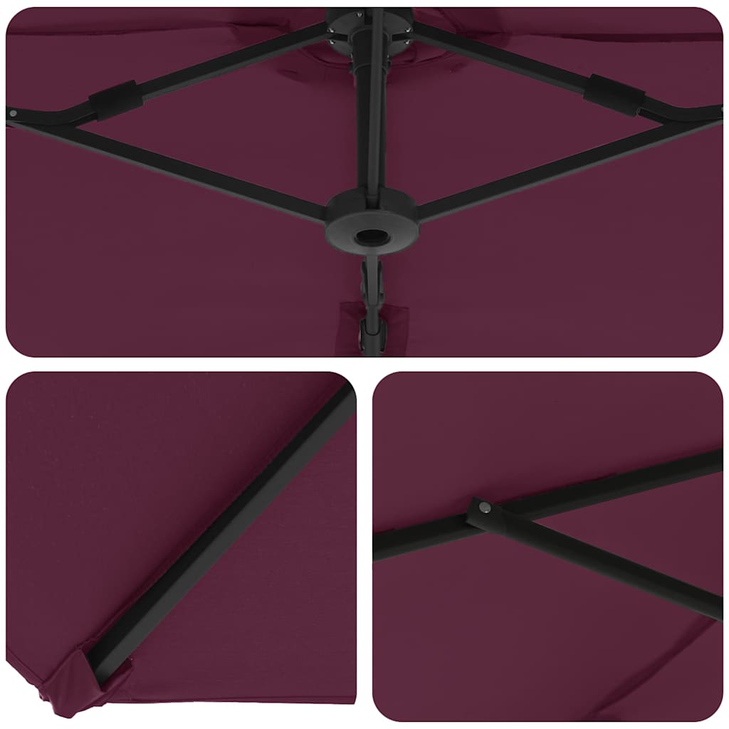 Ombrellone Rosso Bordeaux 372 x 198 x 243 cm