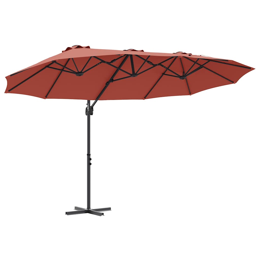 Ombrellone Terracotta 372 x 198 x 243 cm Poliestere e Alluminio