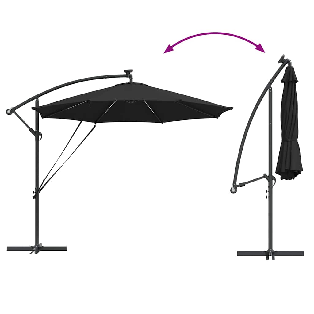 Ombrellone 294 x 294 x 248 cm Poliestere e Alluminio Nero