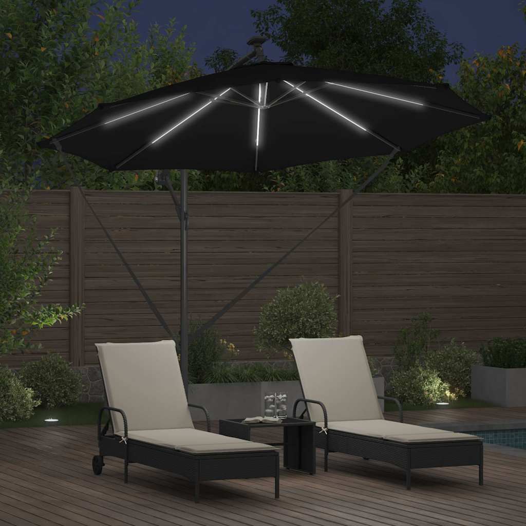 Ombrellone 294 x 294 x 248 cm Poliestere e Alluminio Nero