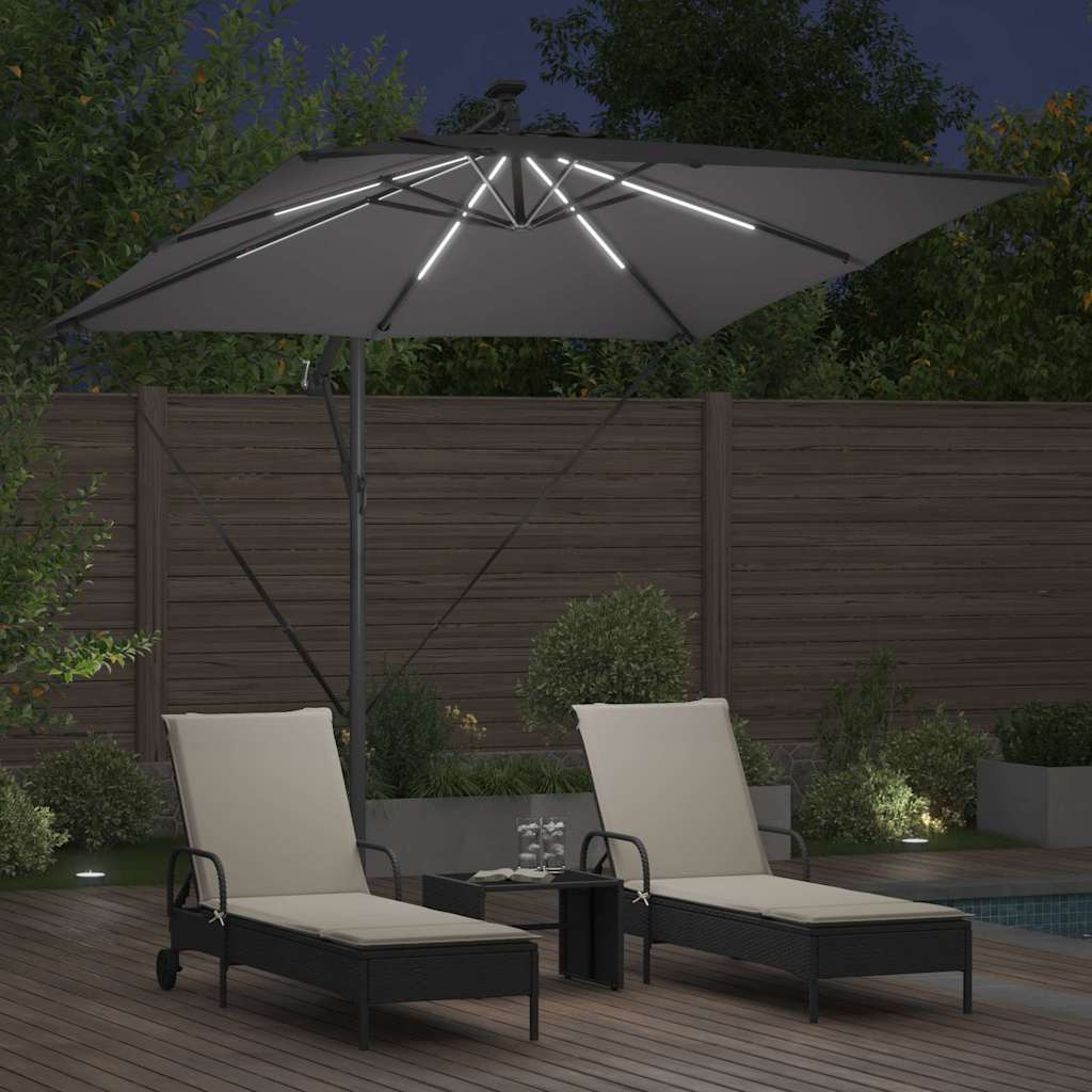 Ombrellone Antracite 249 x 249 x 250 cm Poliestere e Alluminio