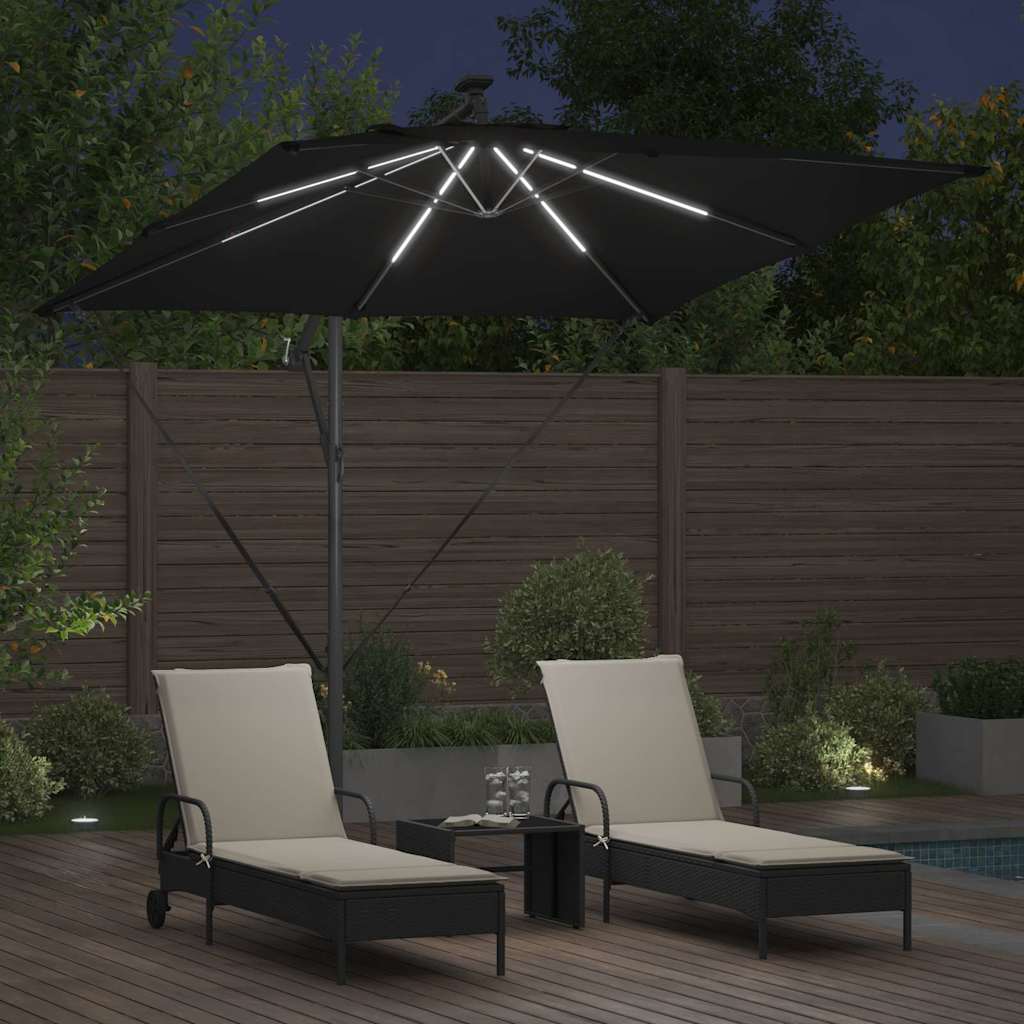 Ombrellone Nero 249 x 249 x 250 cm Poliestere e Alluminio