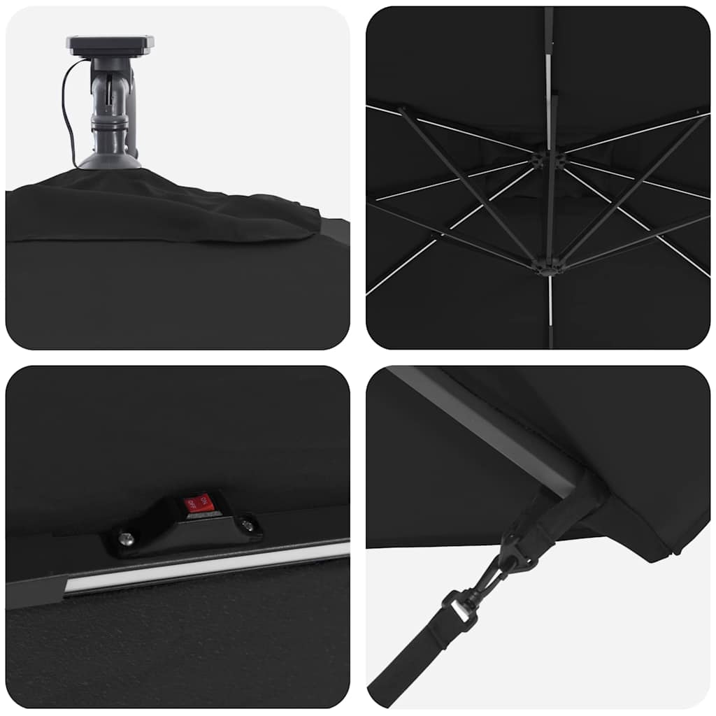 Ombrellone Nero 249 x 249 x 250 cm Poliestere e Alluminio