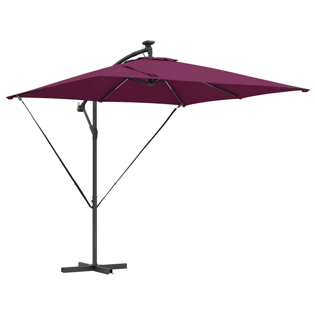Ombrellone con strisce LED Rosso Bordeaux 249 x 249 x 250 cm