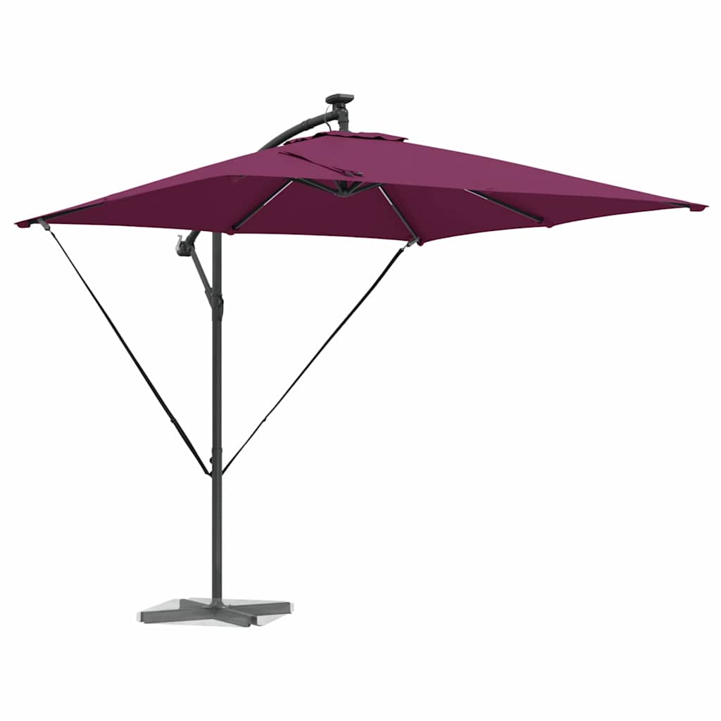 Ombrellone con strisce LED Rosso Bordeaux 249 x 249 x 250 cm