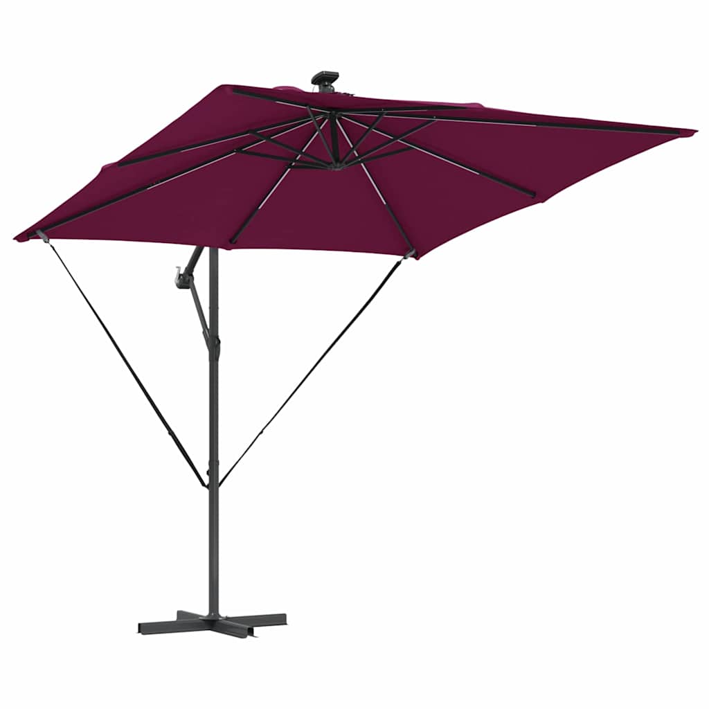 Ombrellone con strisce LED Rosso Bordeaux 249 x 249 x 250 cm