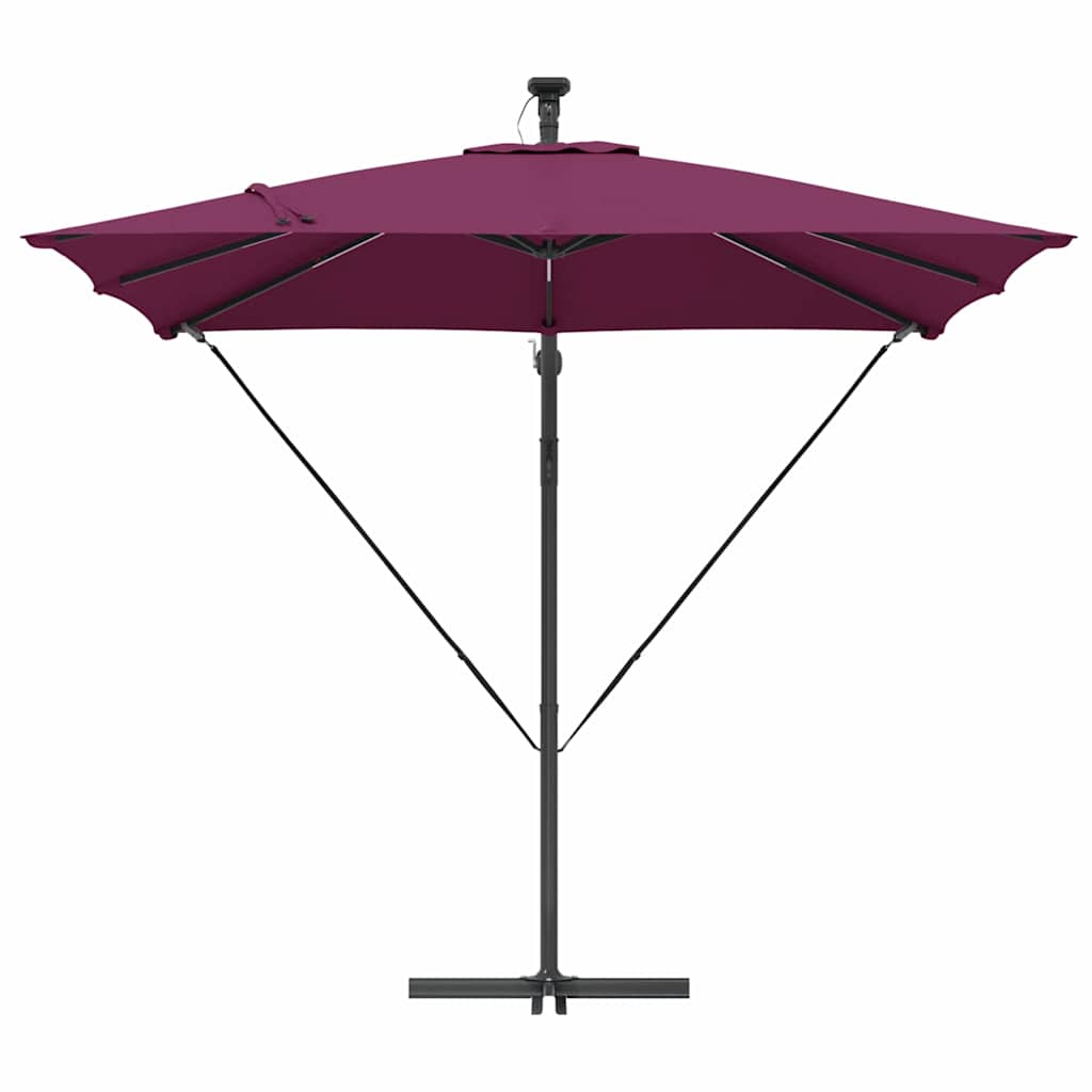 Ombrellone con strisce LED Rosso Bordeaux 249 x 249 x 250 cm