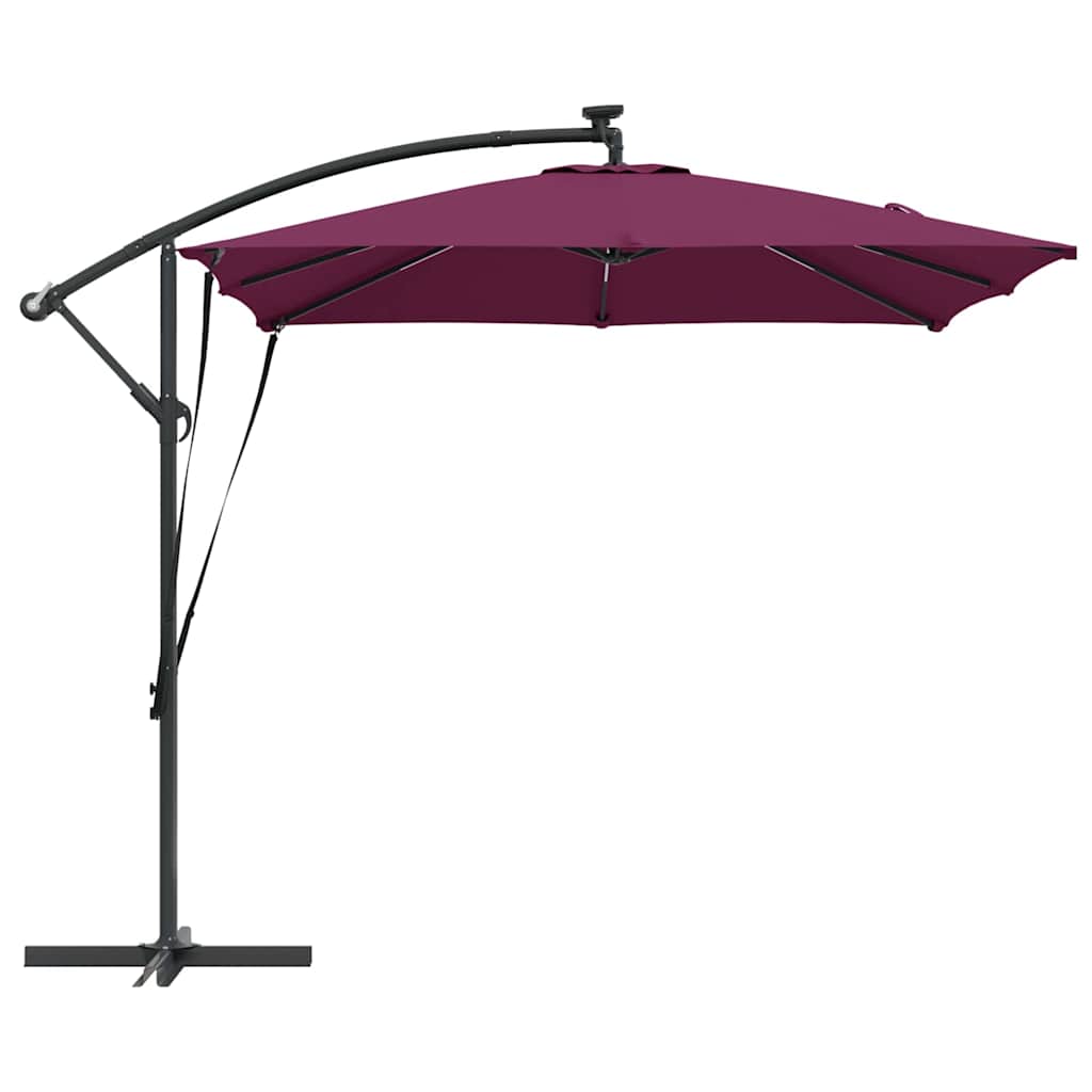 Ombrellone con strisce LED Rosso Bordeaux 249 x 249 x 250 cm