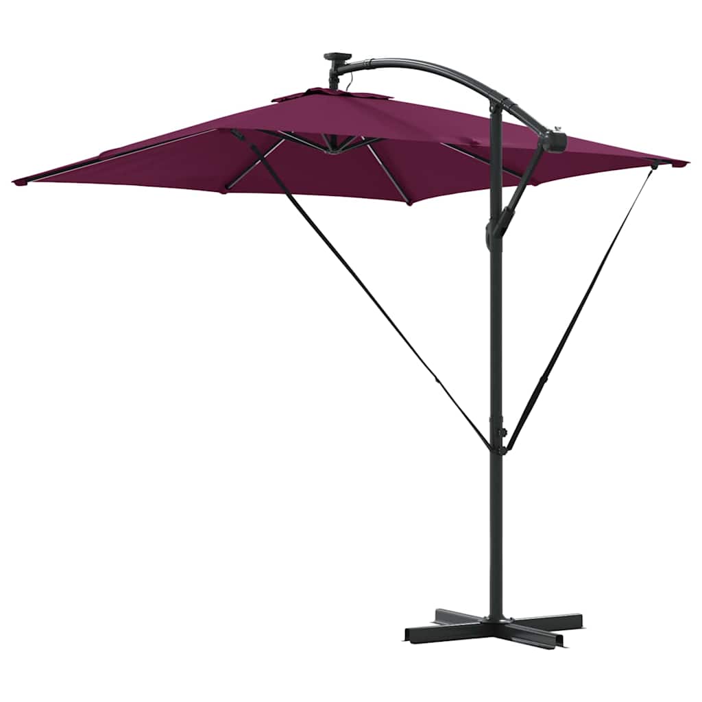 Ombrellone con strisce LED Rosso Bordeaux 249 x 249 x 250 cm