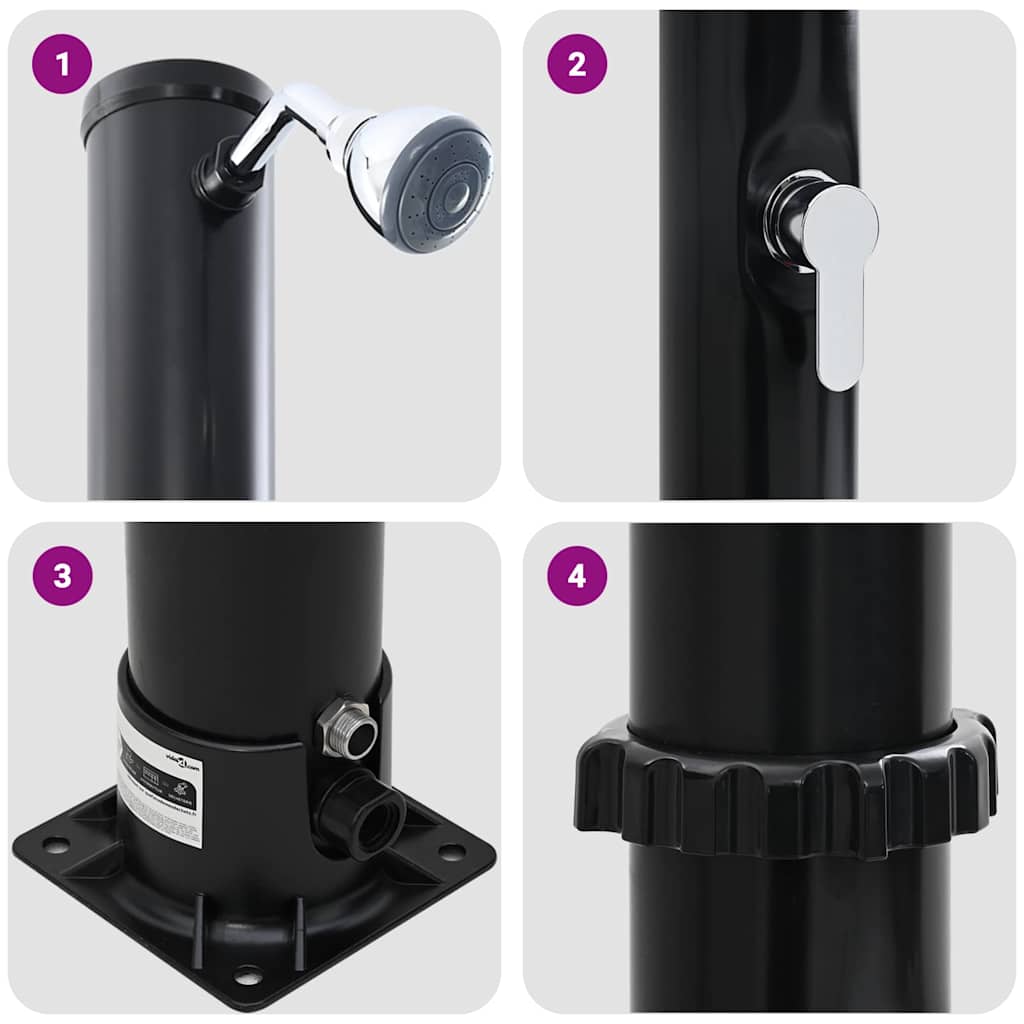 Doccia Solare da Esterno 20 l PVC e Alluminio Nero