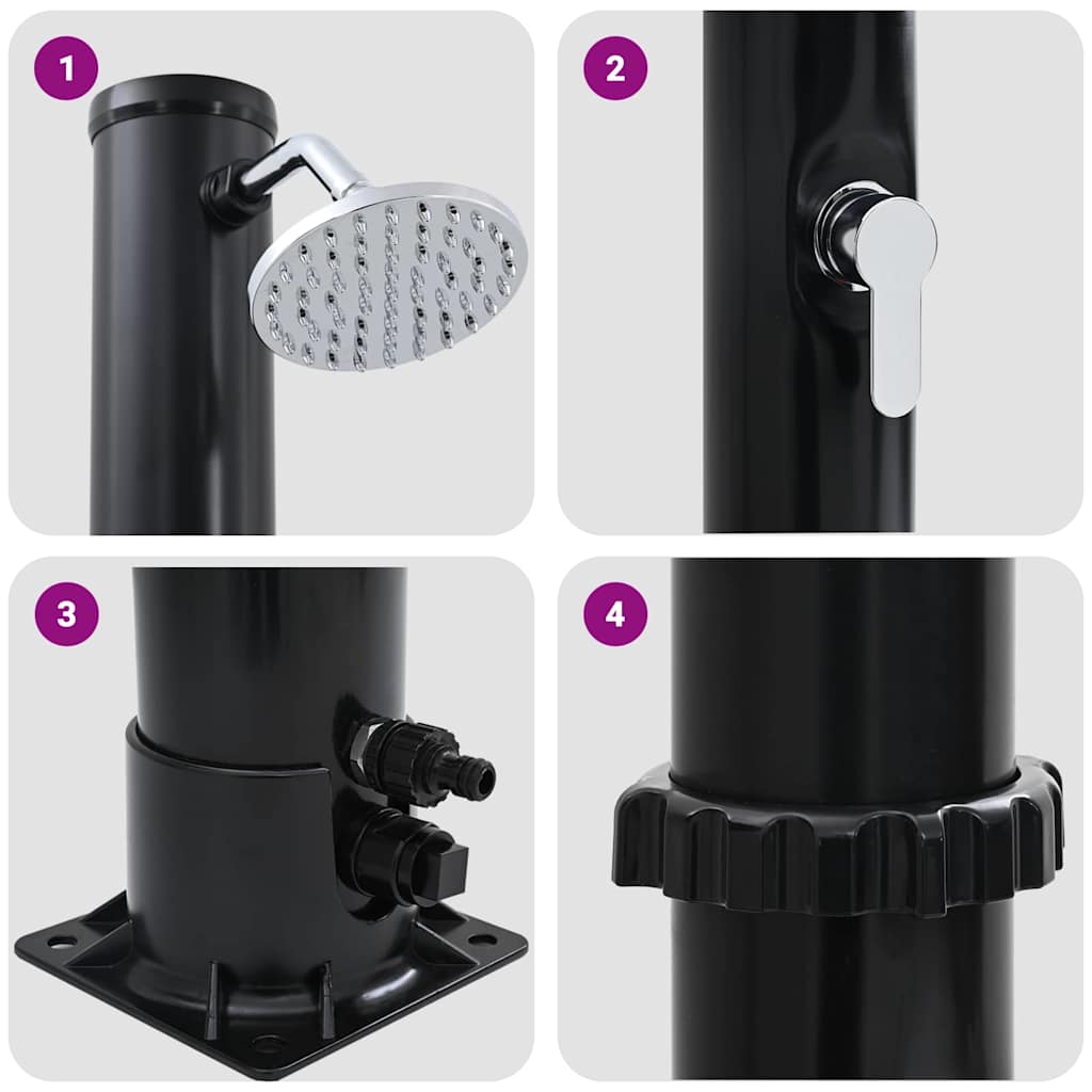 Doccia Solare da Esterno 20 l PVC e Alluminio Nero