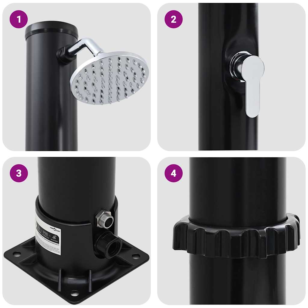 Doccia Solare da Esterno 20 l PVC e Alluminio Nero