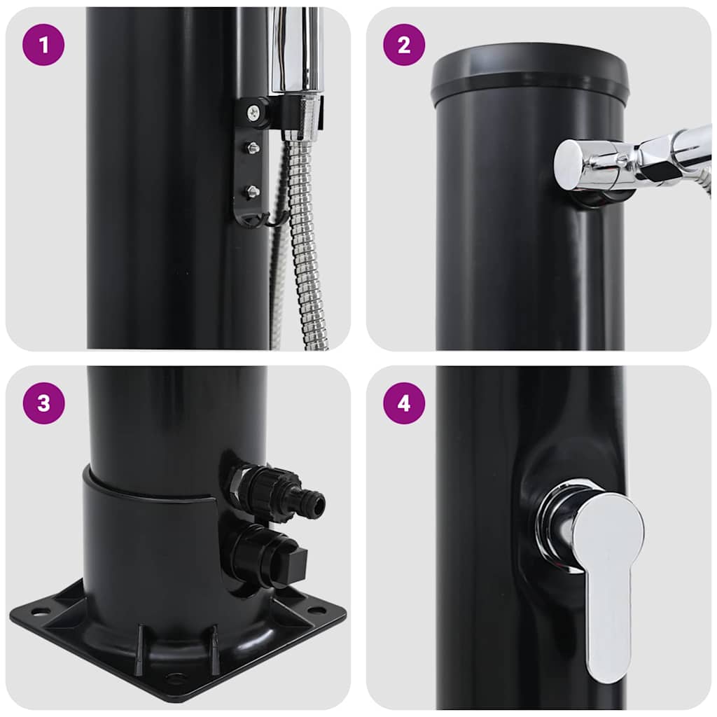 Doccia Solare da Esterno 20 l PVC e Alluminio Nero