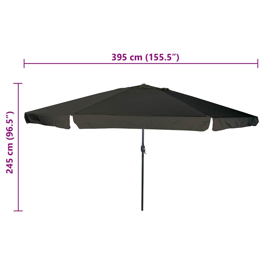 Ombrello da giardino Nero 394 x 394 x 248 cm