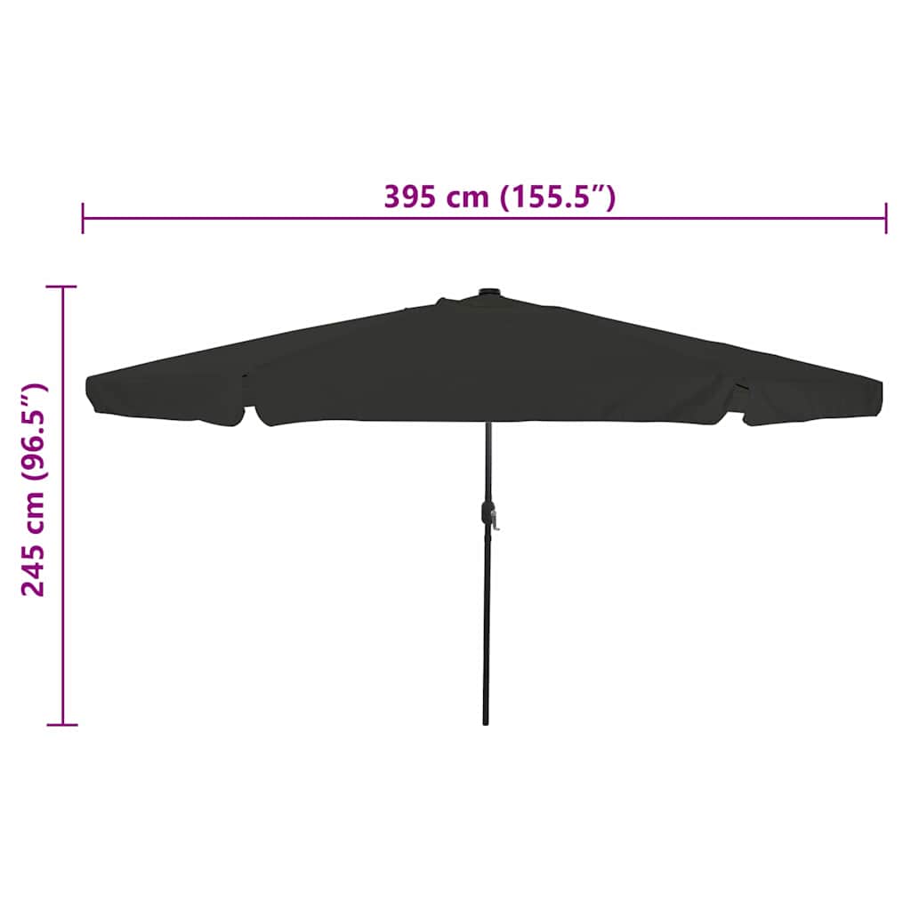 Ombrello da giardino 395 x 395 x 245 cm Poliestere Rotondo Nero