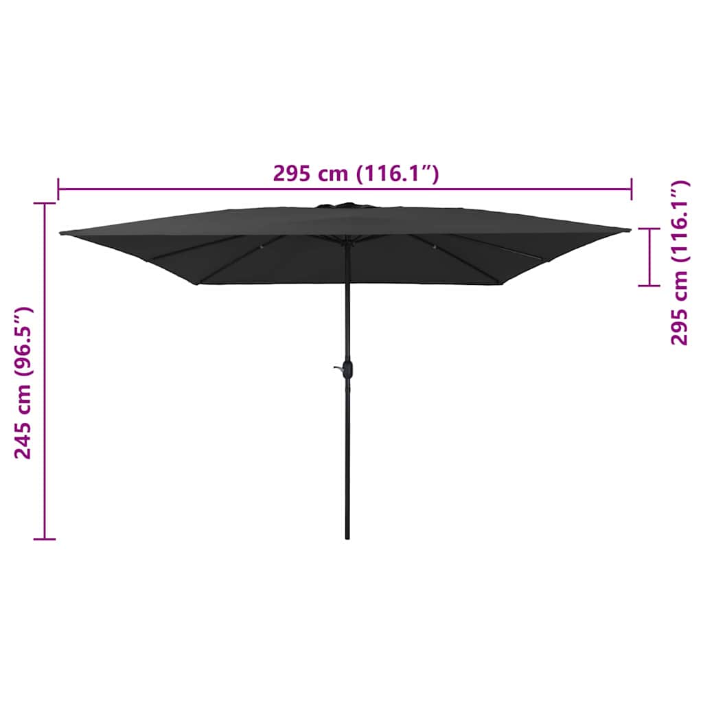 Ombrello da giardino Antracite 295 x 295 x 245 cm