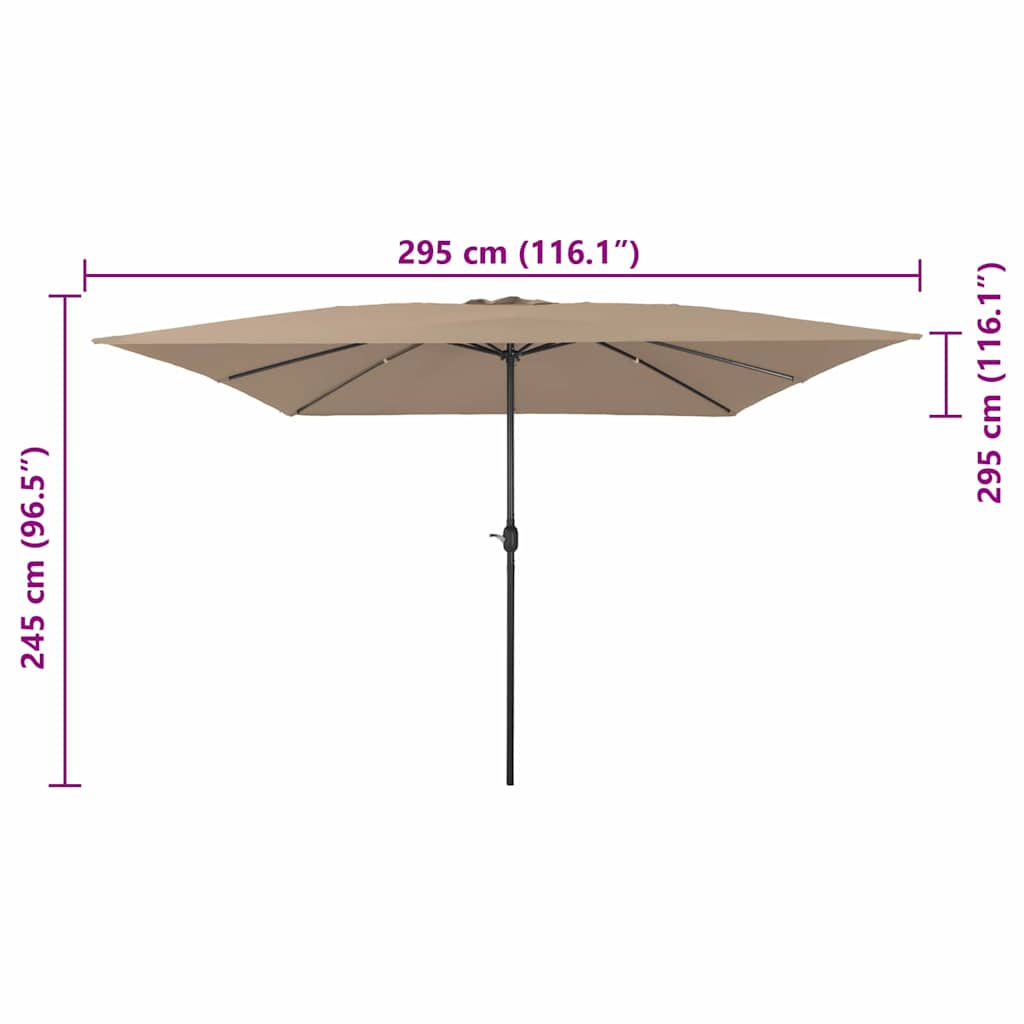 Ombrello da giardino 295 x 295 x 245 cm Poliestere e Acciaio