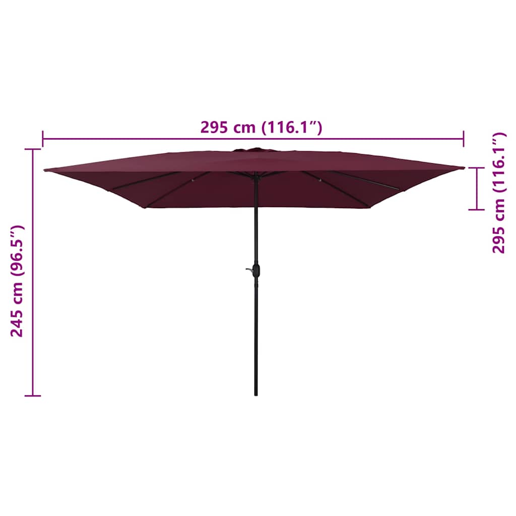Ombrello da giardino Rosso Bordeaux 295 x 295 x 245 cm