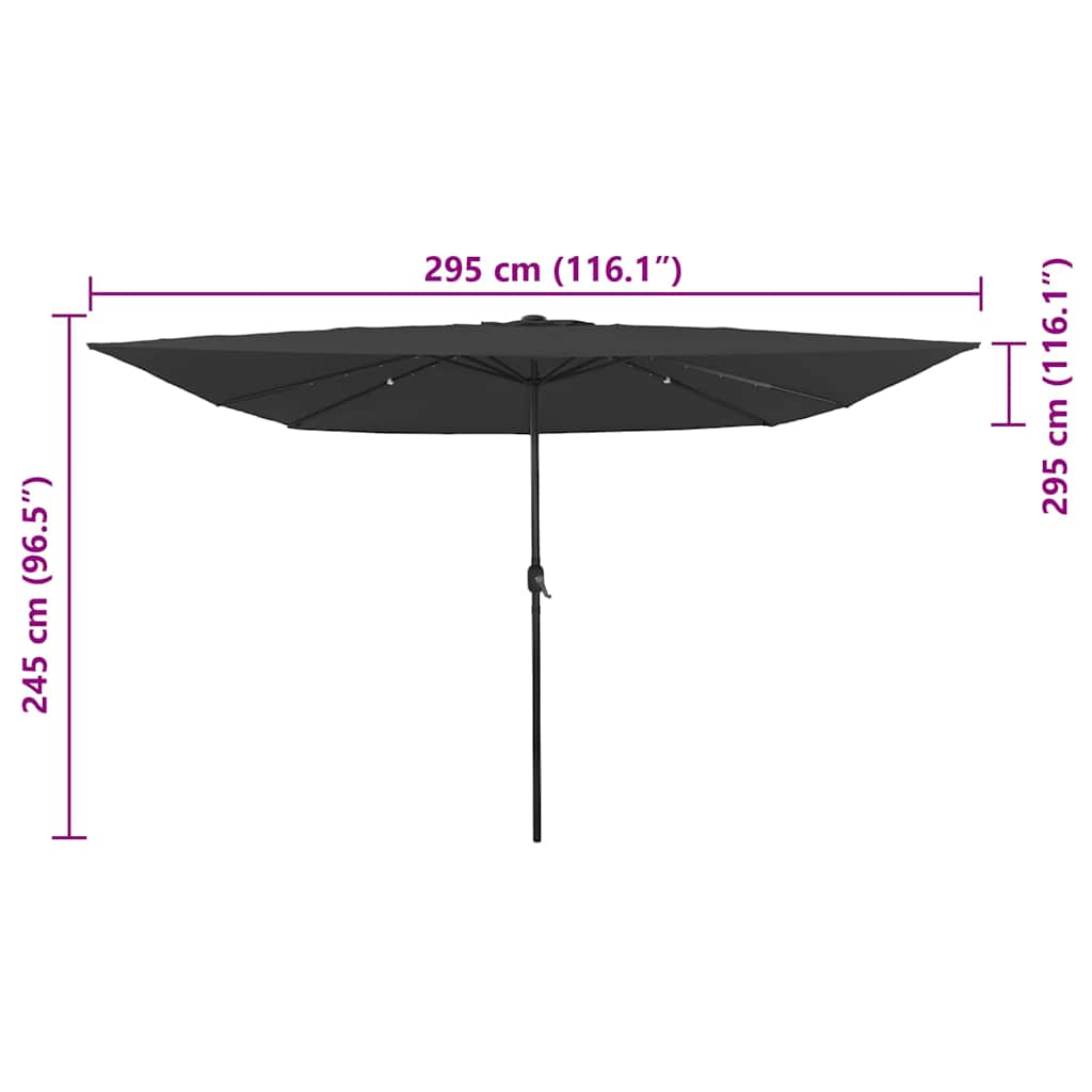 Ombrello da giardino 295 x 295 x 245 cm Poliestere e Acciaio