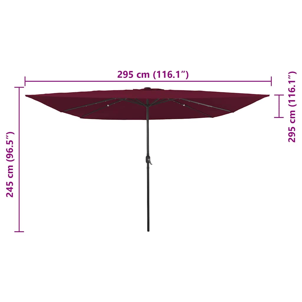 Ombrello da giardino Rosso Bordeaux 295 x 295 x 245 cm