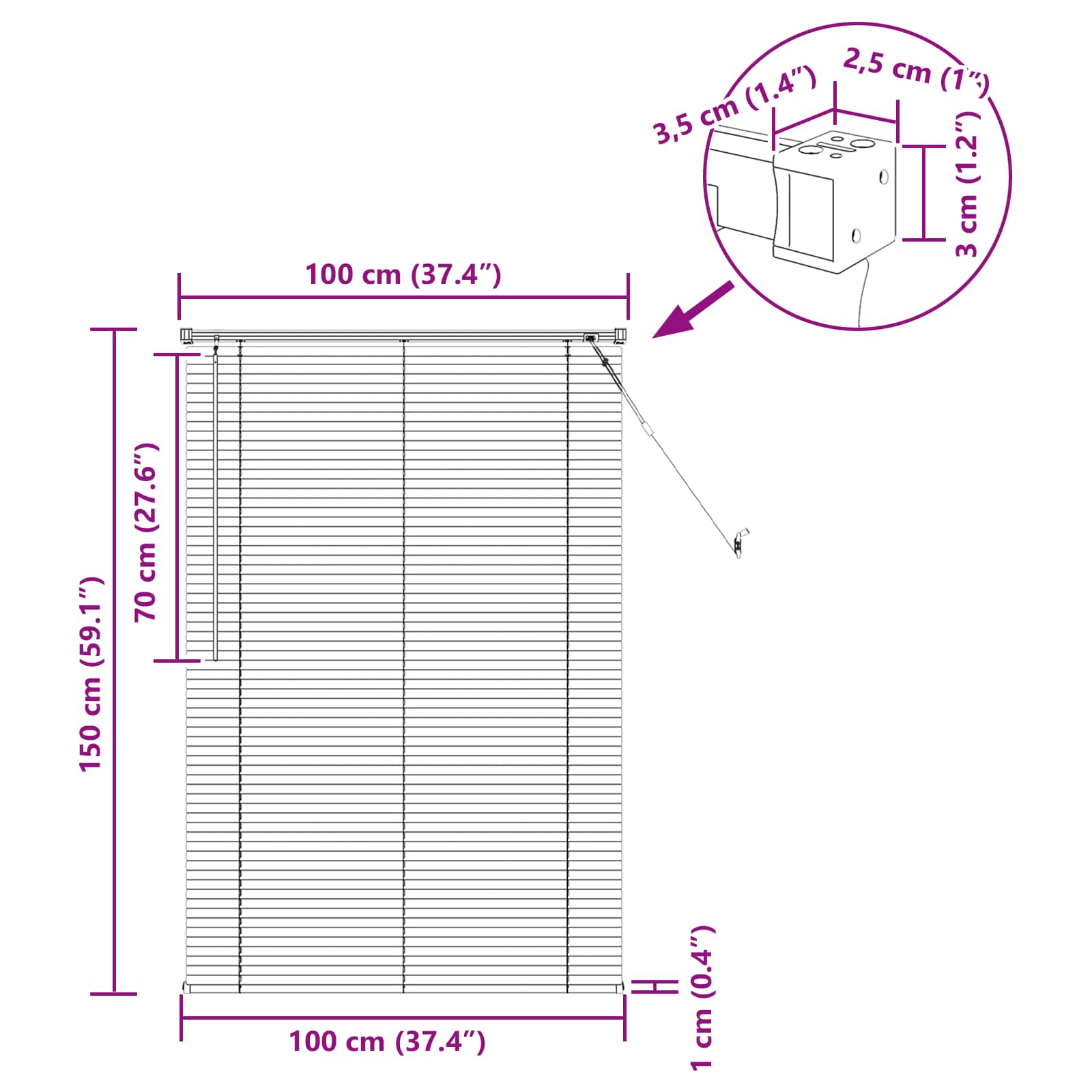 Tenda Veneziana Grigio Argento 150 x 100 cm 25 mm PVC
