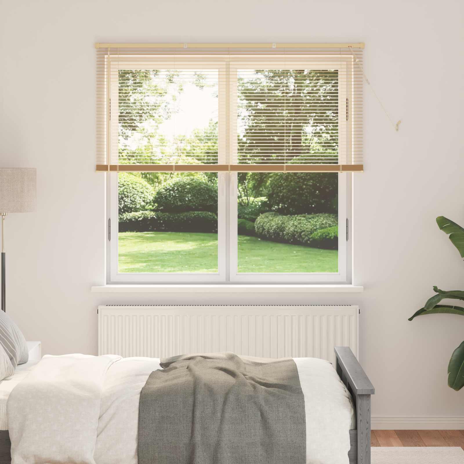 Tenda Veneziana Marrone Chiaro con Motivo 150 x 160 cm 25 mm