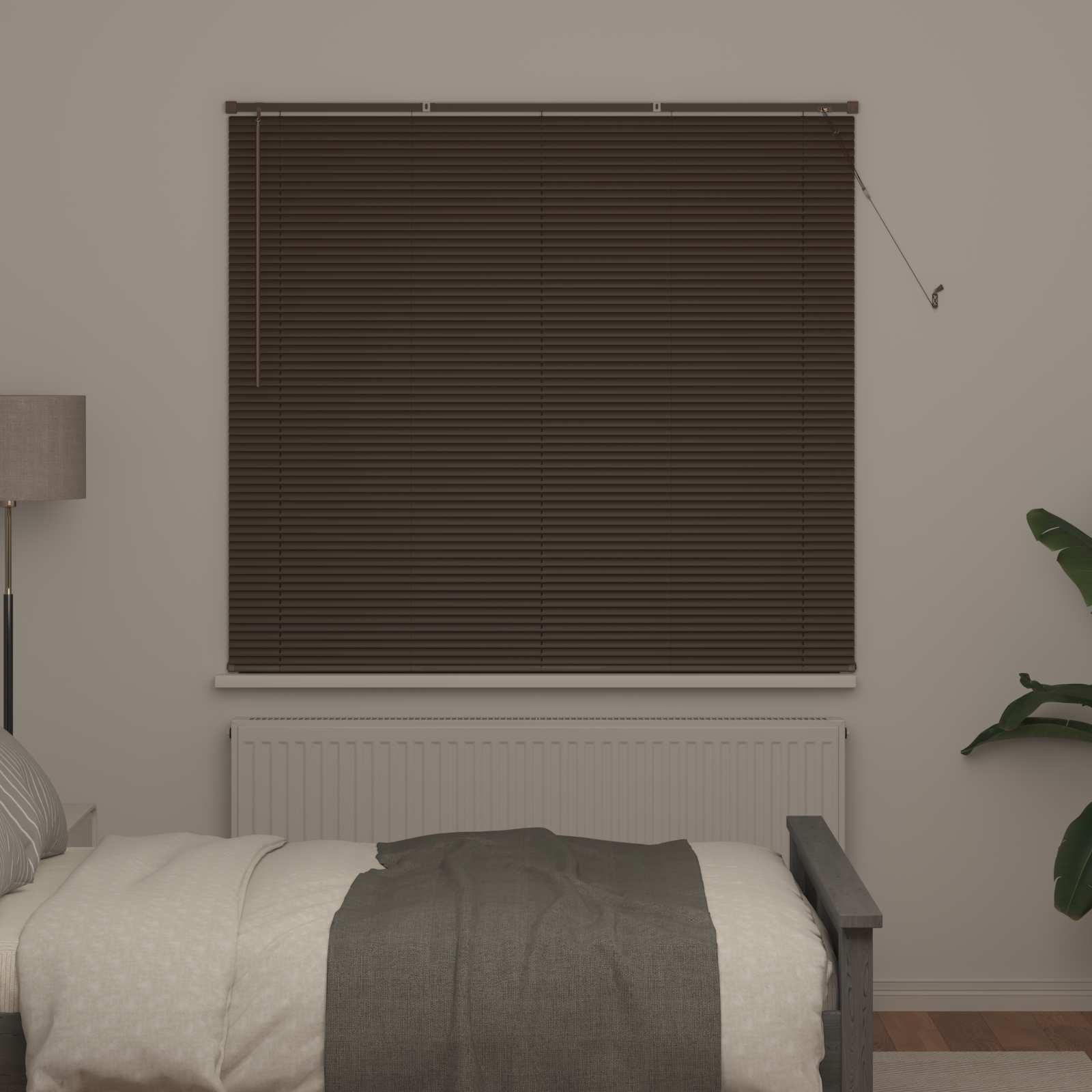 Tenda Veneziana Marrone Scuro con Motivo 150 x 150 cm 25 mm PVC