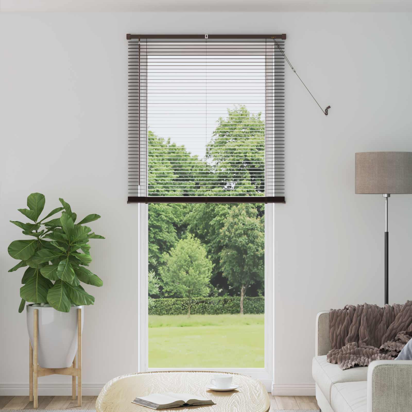 Tenda Veneziana Marrone Scuro con Motivo 213 x 80 cm 25 mm PVC