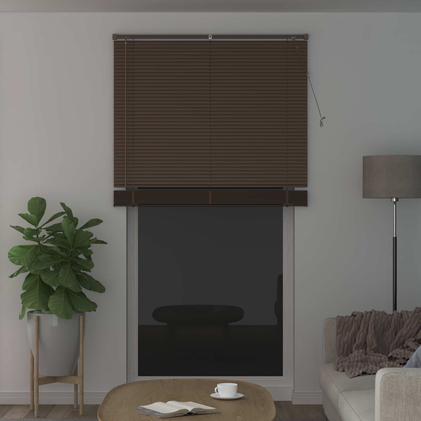Tenda Veneziana Marrone Scuro con Motivo 213 x 120 cm 25 mm PVC