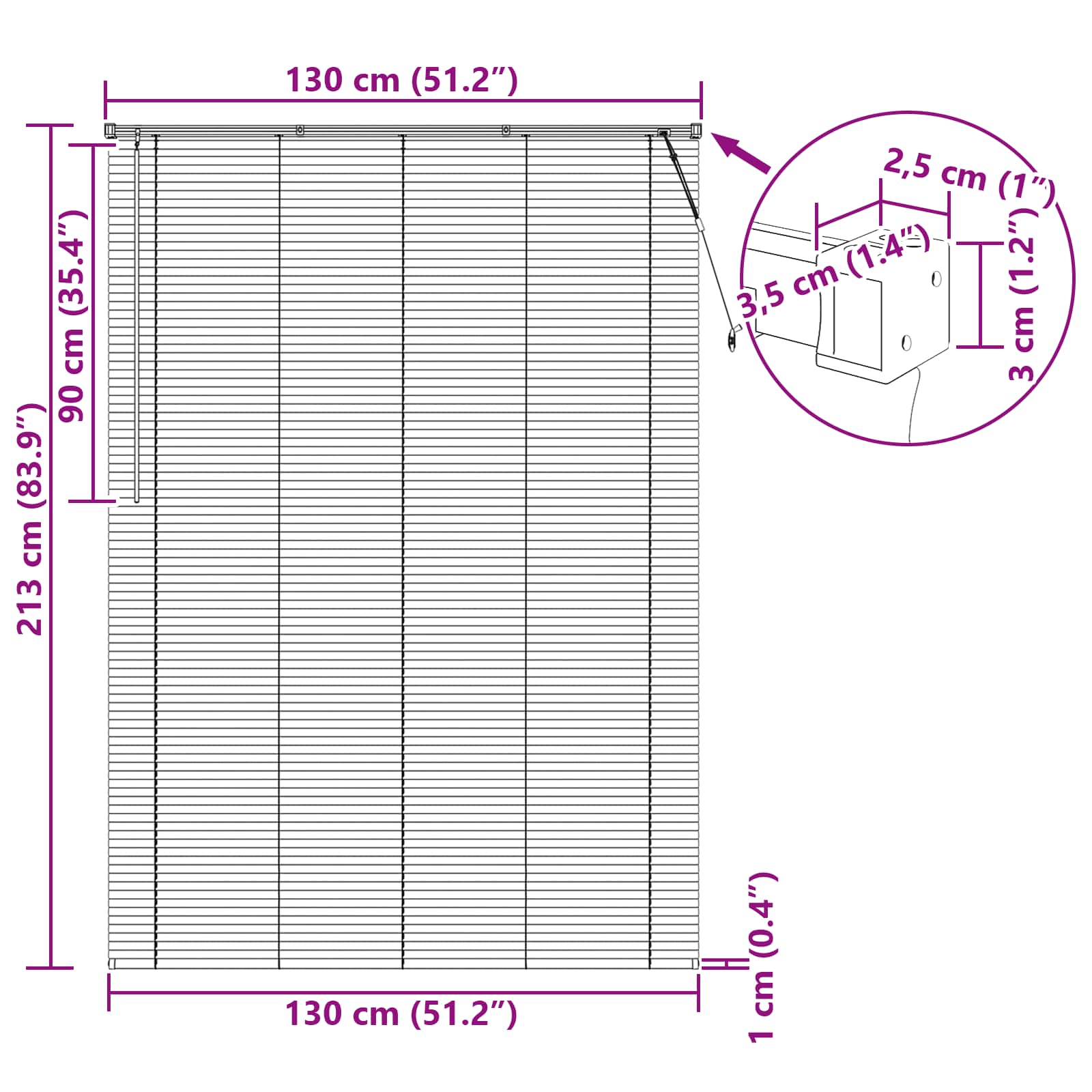 Tenda Veneziana Marrone Scuro con Motivo 213 x 130 cm 25 mm PVC