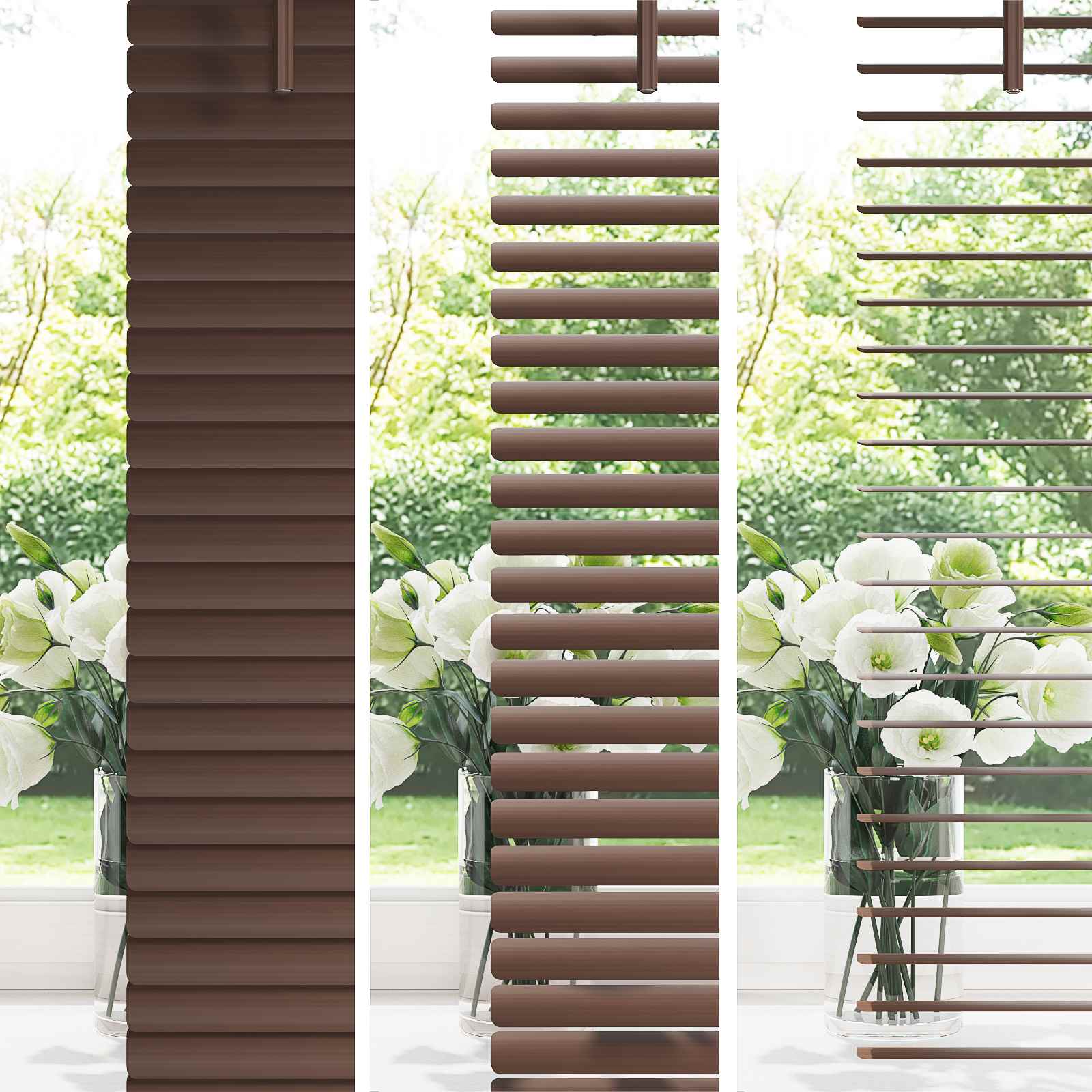 Tenda Veneziana Marrone Scuro con Motivo 213 x 130 cm 25 mm PVC