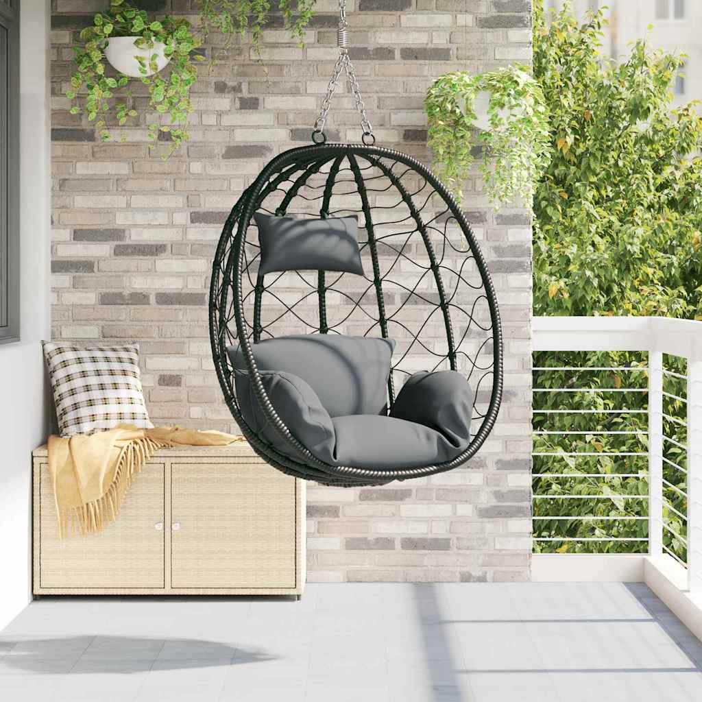 Sedia uovo sospesa polyrattan 91 x 54.5 x 107 cm Antracite