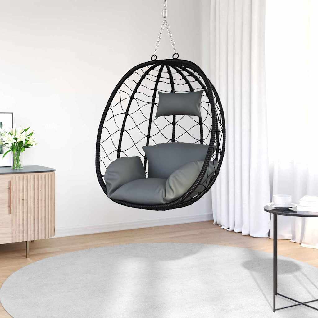 Sedia uovo sospesa polyrattan 91 x 54.5 x 107 cm Antracite