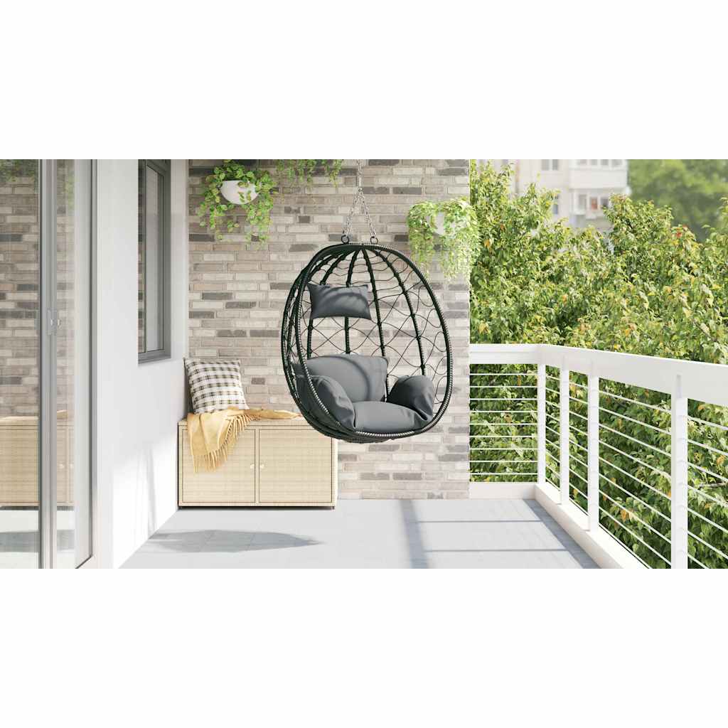 Sedia uovo sospesa polyrattan 91 x 54.5 x 107 cm Antracite