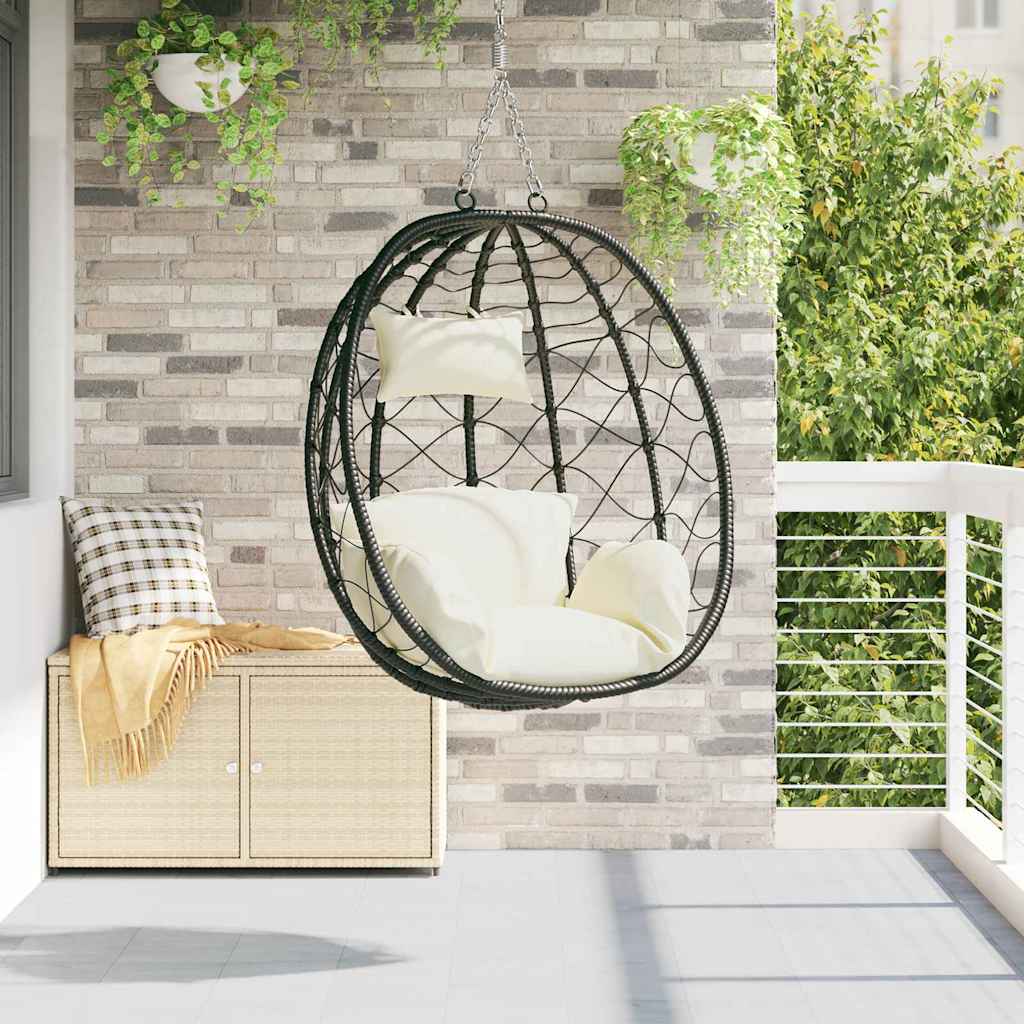 Sedia uovo sospesa polyrattan 91 x 54.5 x 107 cm Bianco crema