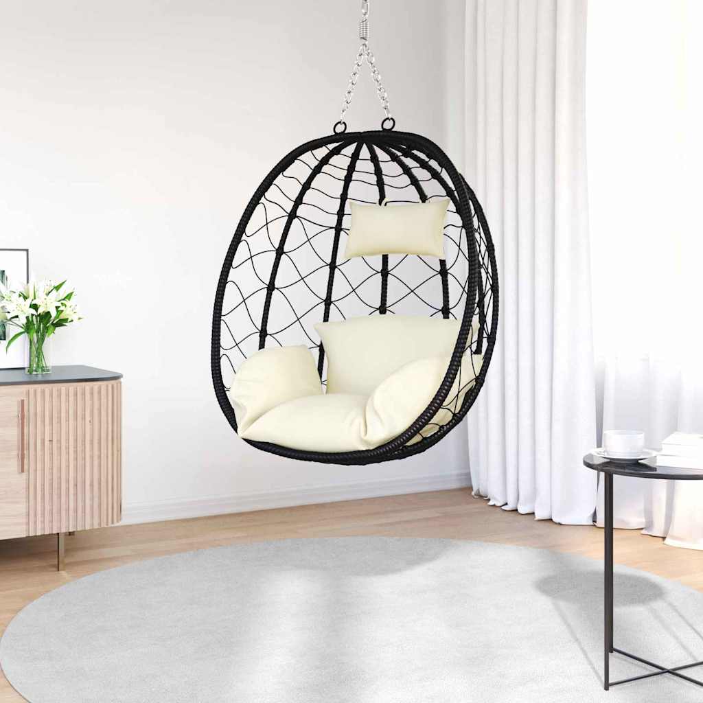 Sedia uovo sospesa polyrattan 91 x 54.5 x 107 cm Bianco crema