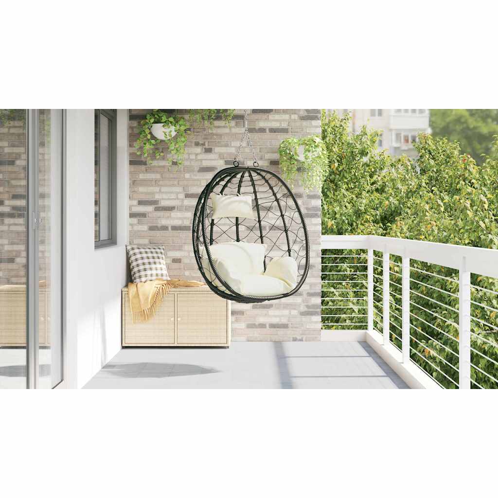 Sedia uovo sospesa polyrattan 91 x 54.5 x 107 cm Bianco crema
