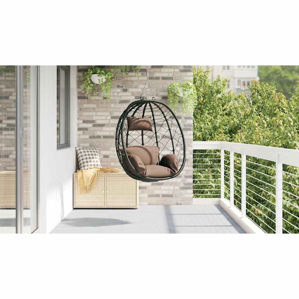 Sedia uovo sospesa polyrattan 91 x 54.5 x 107 cm Caffè