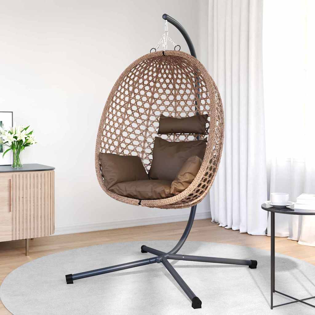 Sedia uovo sospesa polyrattan 104 x 100 x 191 cm Caffè