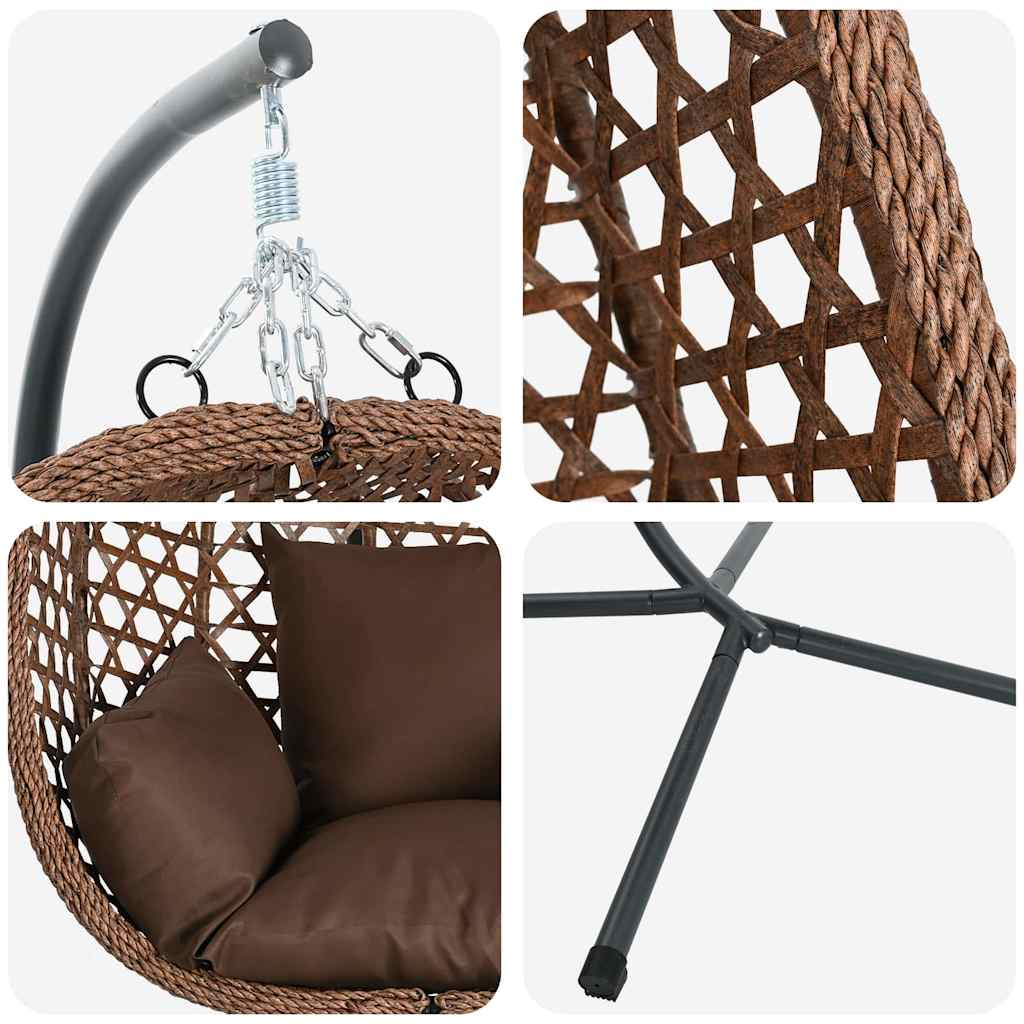 Sedia uovo sospesa polyrattan 104 x 100 x 191 cm Caffè