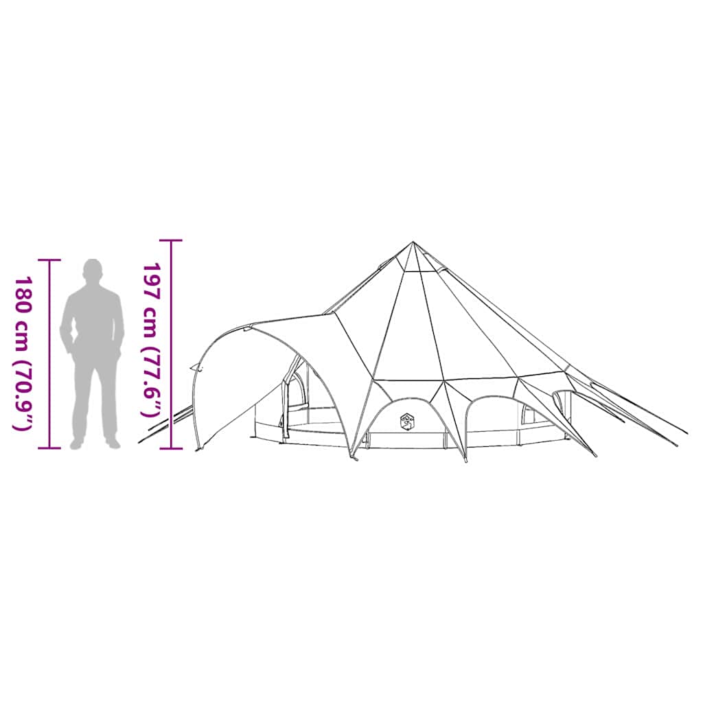 Tenda Teepee per 3 Persone 3 persona Verde e Grigio