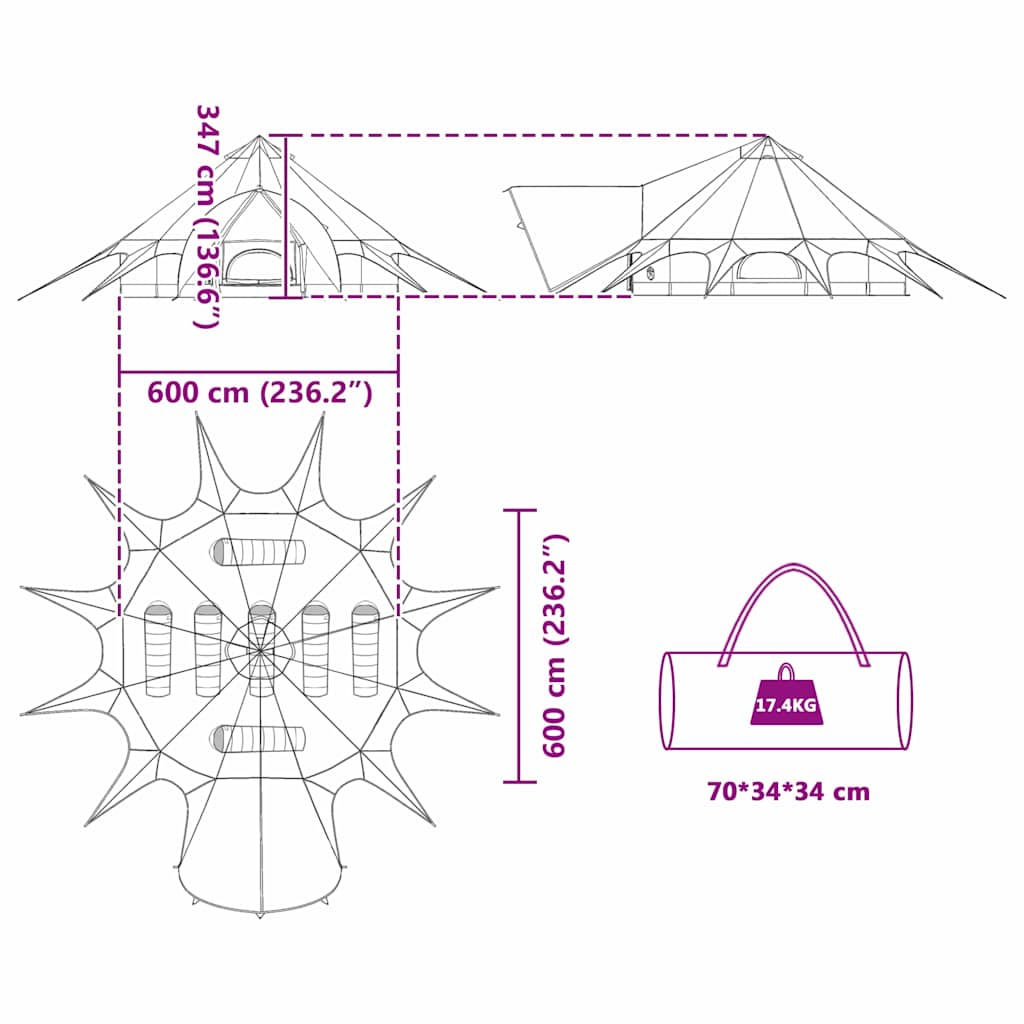 Tenda Teepee per 7 Persone 7 persona Blu e Grigio