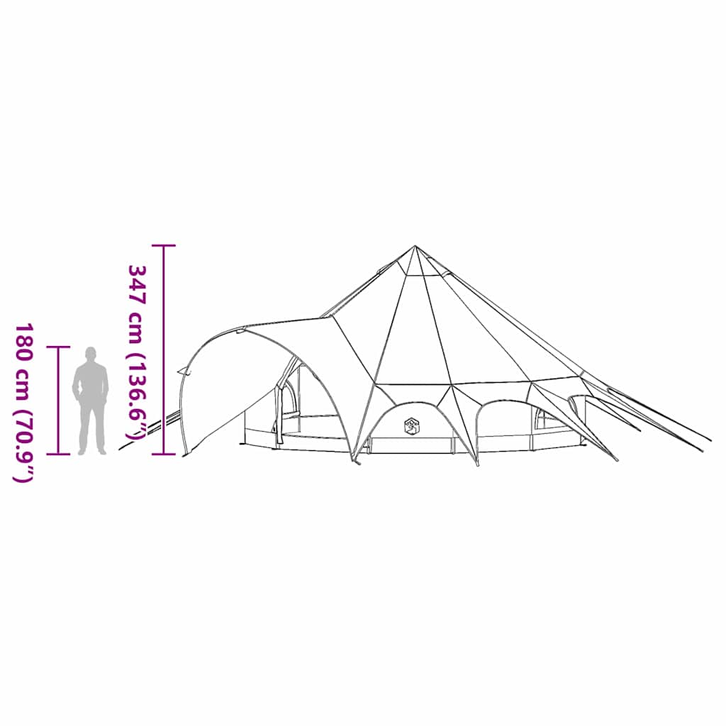 Tenda Teepee per 7 Persone 7 persona Grigio e arancione
