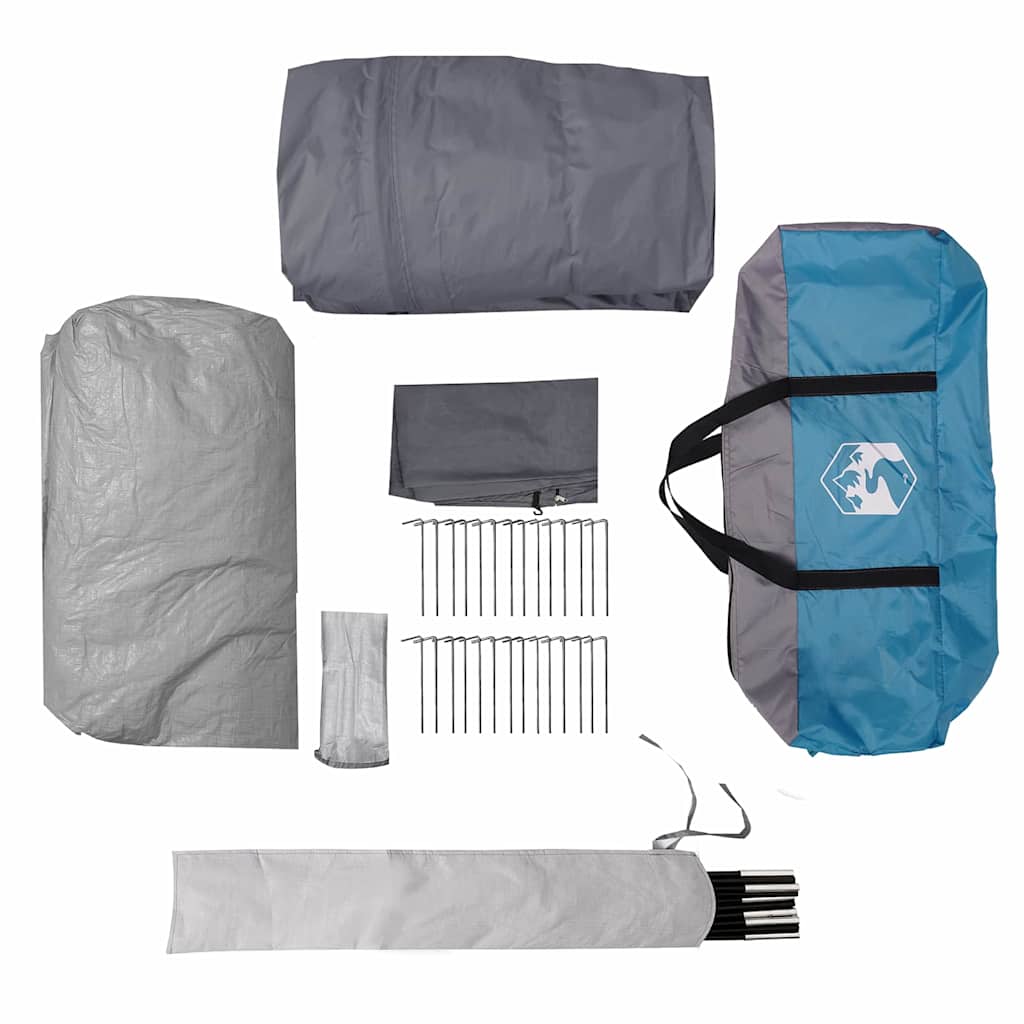 Tenda Tunnel per 6 Persone 6 persona Blu e Grigio