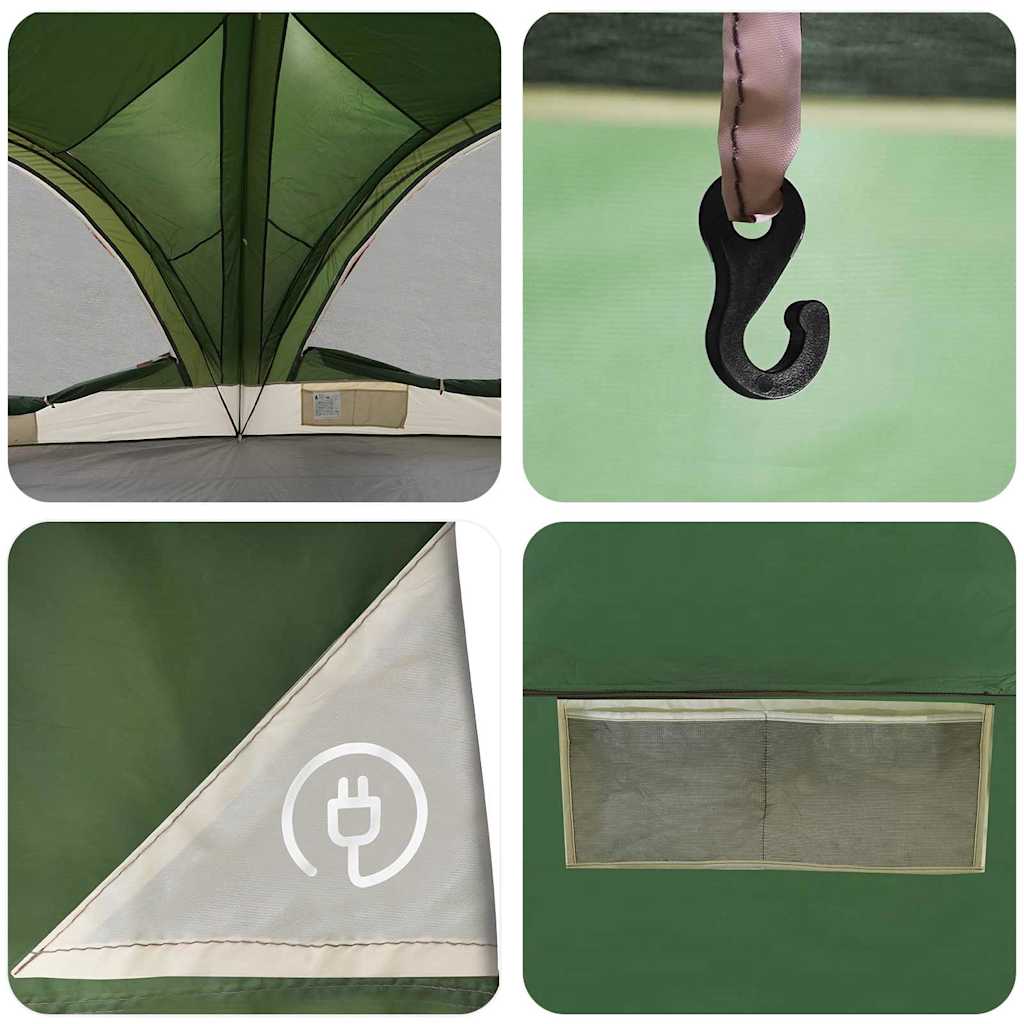 Tenda per famiglie 10 persone Verde e Grigio 460 x 430 x 214 cm