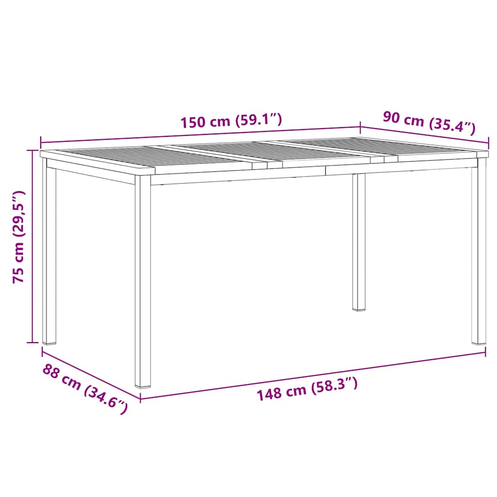 Tavolo da pranzo 150x90x75 cm
